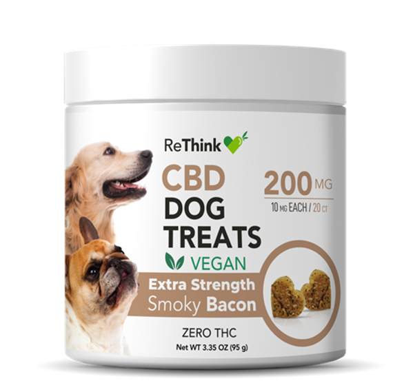 ReThink Hemp / CBD Dog Treats EXTRA Strength Smokey Bacon -Vegan 200mg / 20ct